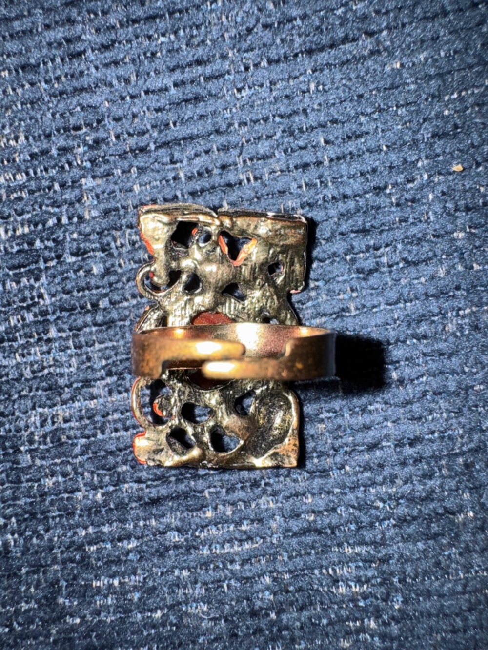 Vintage💫 Bold Orange Stone Statement Adjustable Ring - One Size - Picture 11 of 13